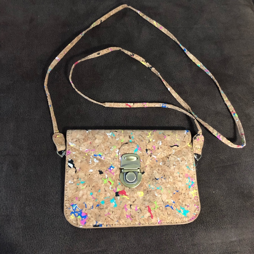 Street Level Multicolored Cork Crossbody Bag